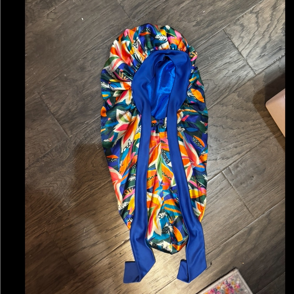 Colorful Satin Hair Bonnet with Ties
